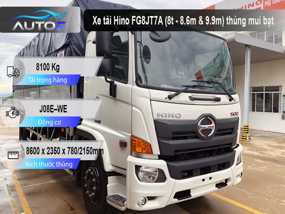 Xe tải Hino FG8JT7A (8t - 8.6m & 9.9m) thùng mui bạt